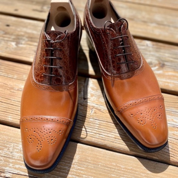 BNIB Maison Koly X Bonafe Le Bourget oxfords genuine Alligator leather - Picture 3 of 7